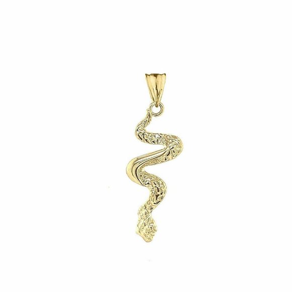 14k Real Solid Gold Serpent Snake Pendant Charm